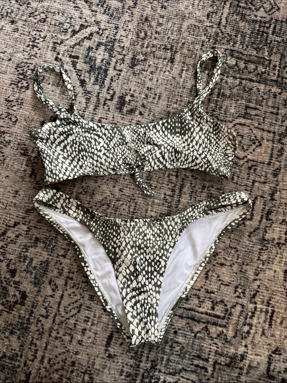 Olive Snake Print Two-Piece Bikini Set